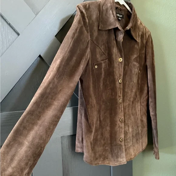 Willi Smith Vintage Brown Suede Leather Shirt Jacket - Picture 2 of 6